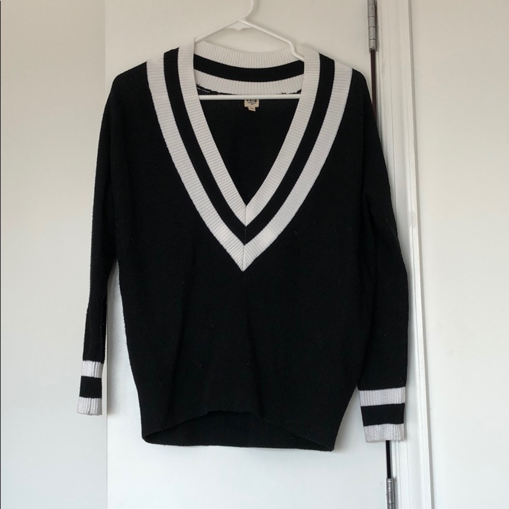 Tobi Black & White Varsity Sweater